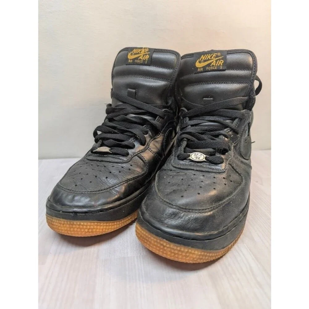 Nike Air Force 1 High Triple Black Sneakers Vintage 2000 Youth Size 7